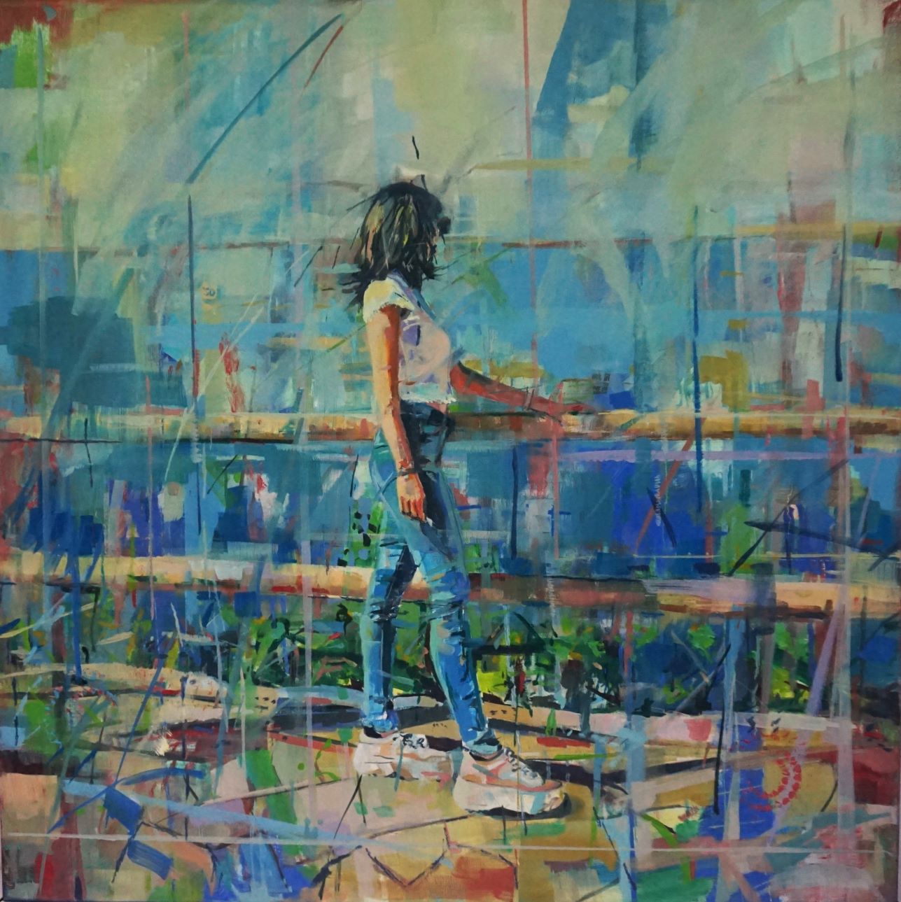 Mirando al mar 81x81cm